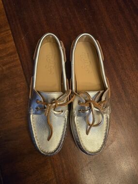 Sperry Metallic Gold Cup - Gold & Tan Leather Boat Shoes